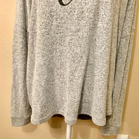 Free Press Sweatshirt Large “No Sleep Club” Script Oversized Rayon Poly Spandex - Picture 3 of 15
